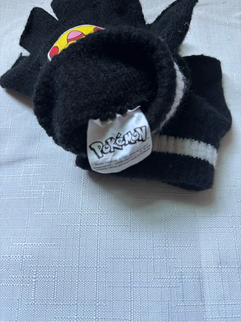 Kids Black Pikachu Fingerless Mittens - Licensed Character